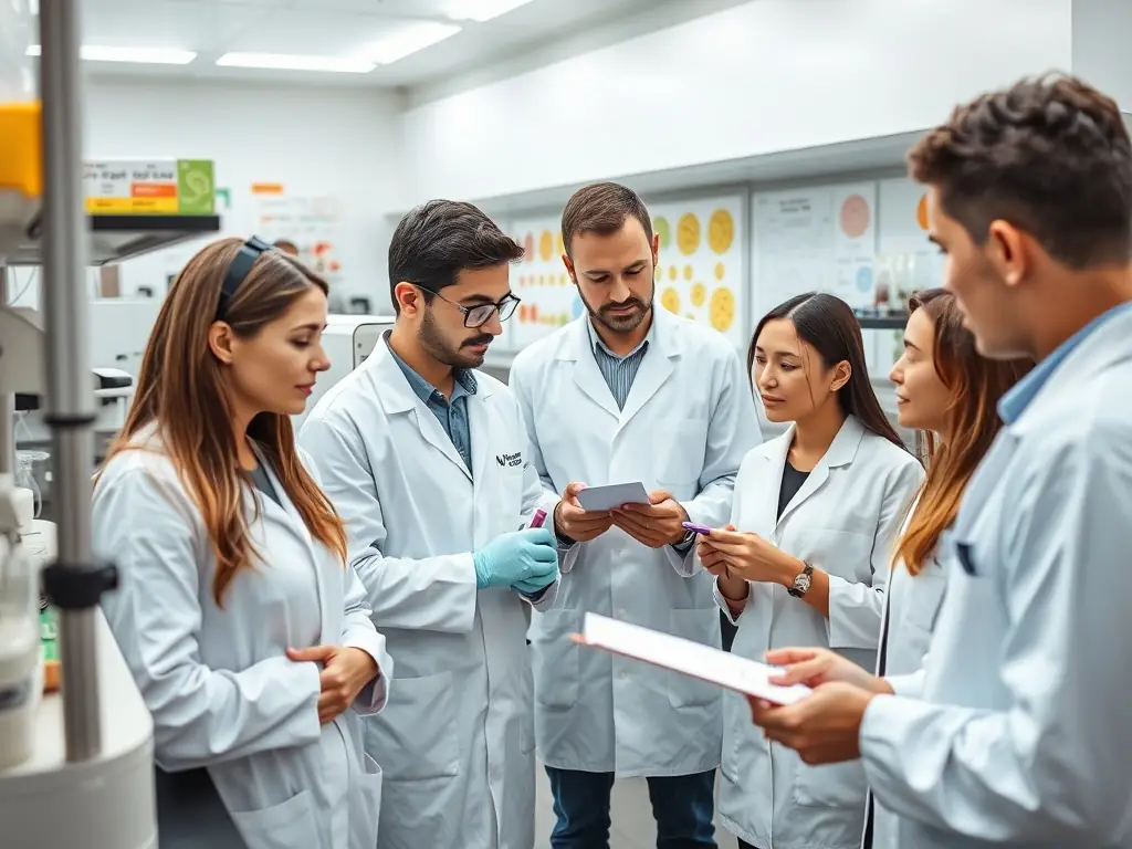 Researchers collaborating on innovative food safety solutions, showcasing the integration of technology and sustainability.